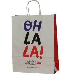 Sac publicitaire papier poignées torsadées 46+16x49 cm