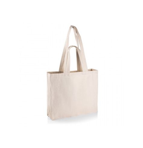 Sac cabas personnalisé coton naturel 340 gr avec soufflets et doubles anses format 42x38+10+10 cm