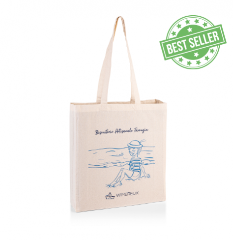 Sac cabas personnalisé coton naturel 140 gr avec soufflets 38x42+10+10 cm