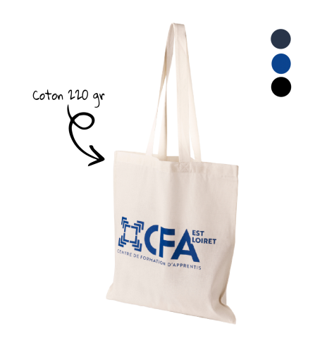 Tote bag personnalisé coton naturel ou teinté 220 gr 38x42 cm