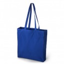 Sac cabas personnalisé coton bleu royal 220 gr avec soufflets 38x42+10+10 cm